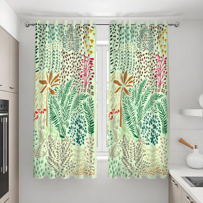 Green Tropical Palm Curtains, Botanical Leaf Print Drapes