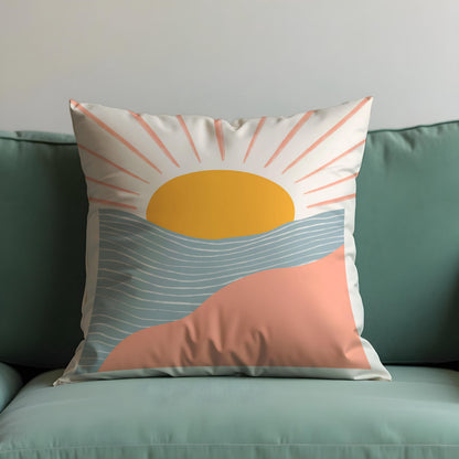 Sunrise Landscape Cushion Cover, Boho Throw Pillow Case