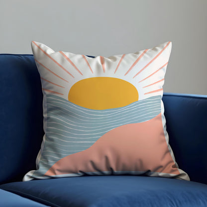 Sunrise Landscape Cushion Cover, Boho Throw Pillow Case