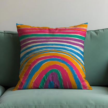 Rainbow Arch Abstract Cushion Cover, Colourful Throw Pillow Case