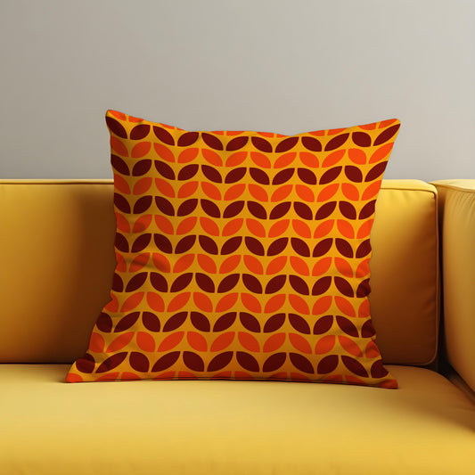 Retro Leaf Pattern Cushion Cover, Mid-Century Modern Pillow Case