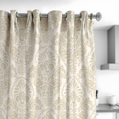 Beige Cream Damask Curtains, Classic Neutral Window Drapes