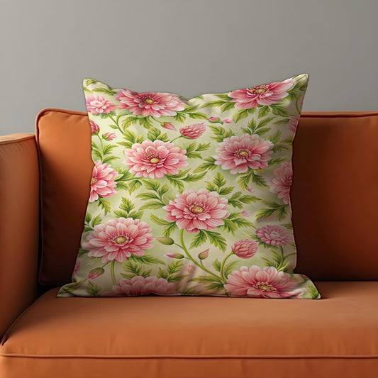 Pink Floral Cushion Cover, Cottage Garden Pillow Case