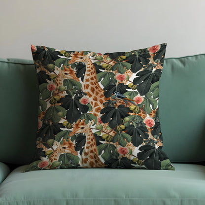 Giraffe Jungle Cushion Cover, Safari Animal Pillow Case