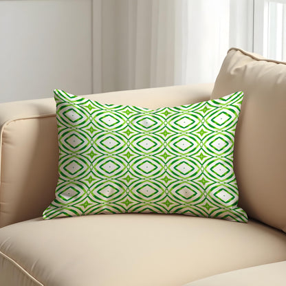 Green Geometric Cushion Cover, Modern Retro Throw Pillow Cover