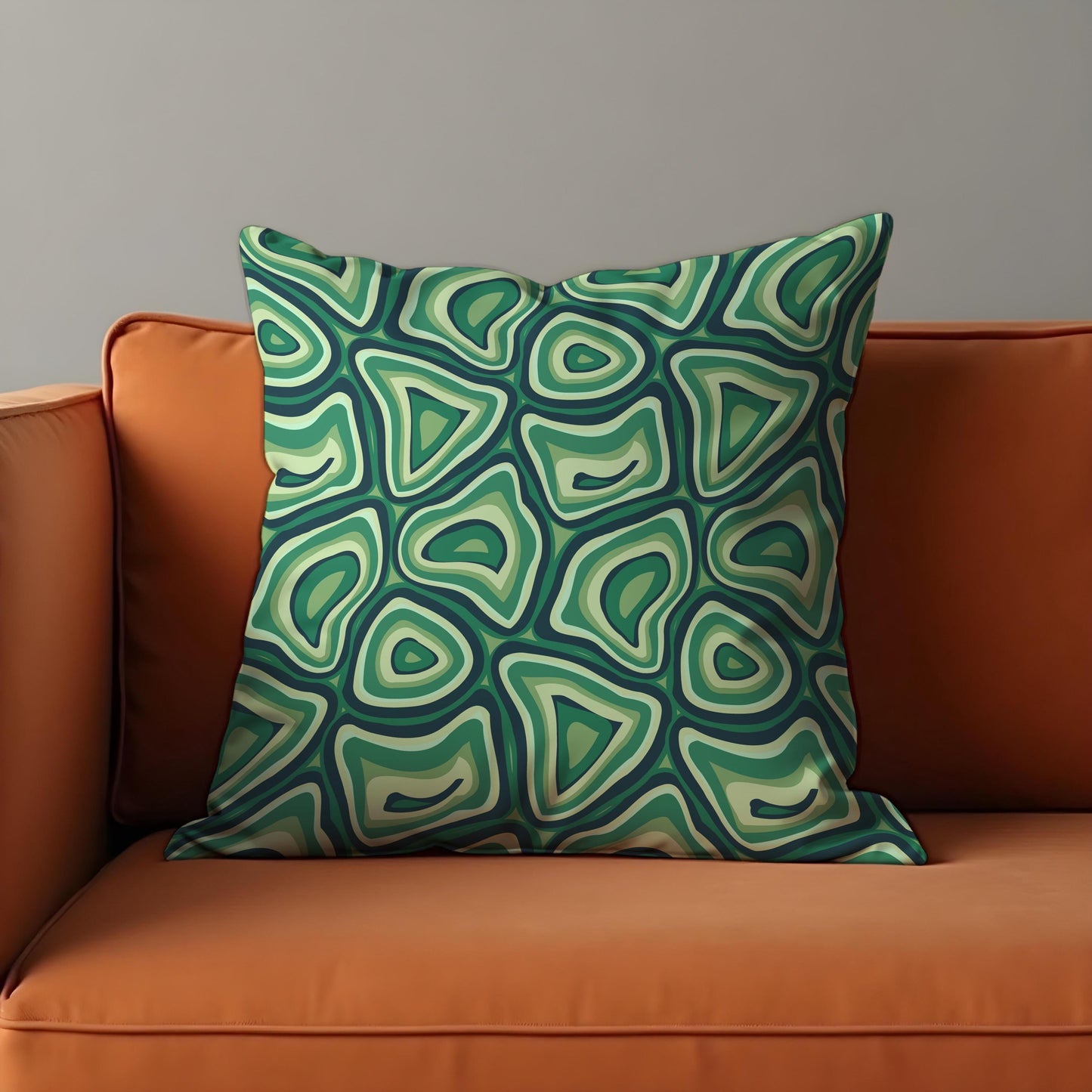 Retro Psychedelic Cushion Cover, Green Trippy Abstract Pillow Case