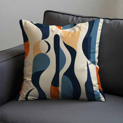 Abstract Wavy Lines Cushion Cover, Navy & Beige Throw Pillow Cover