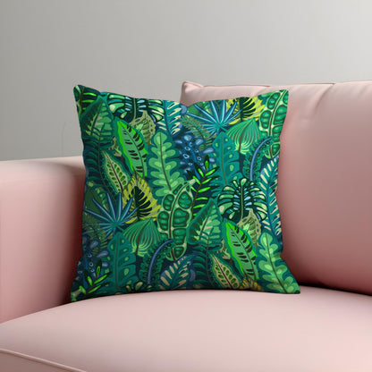 Green Tropical Cushion Cover, Jungle Leaf Pillow Case
