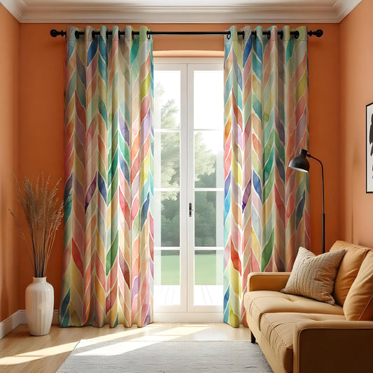 Pastel Chevron Curtains, Soft Geometric Made to Measure Drapes