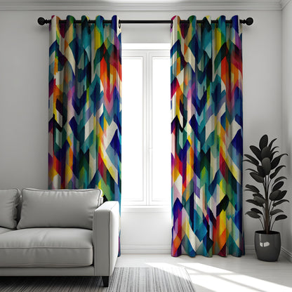 Rainbow Chevron Curtains, Colorful Abstract Geometric Drapes