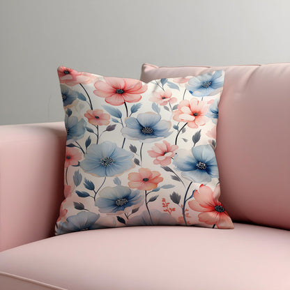 Pastel Floral Cushion Cover, Botanical Flower Throw Pillow Case