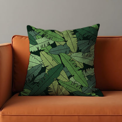 Tropical Banana Leaf Cushion Cover, Bold Green Jungle Pillow Cover
