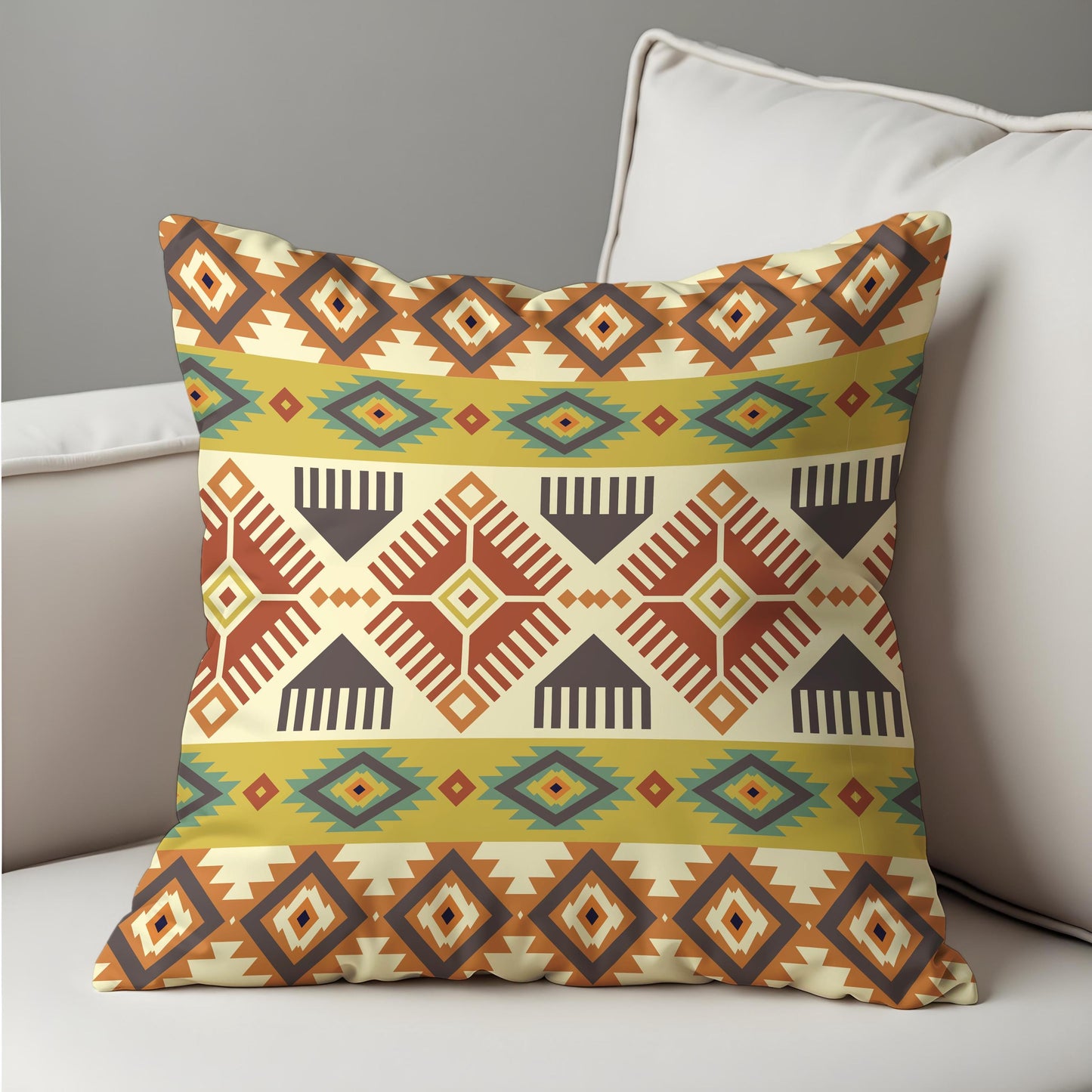 Boho Tribal Cushion Cover, Colorful Aztec Geometric Pillow Case