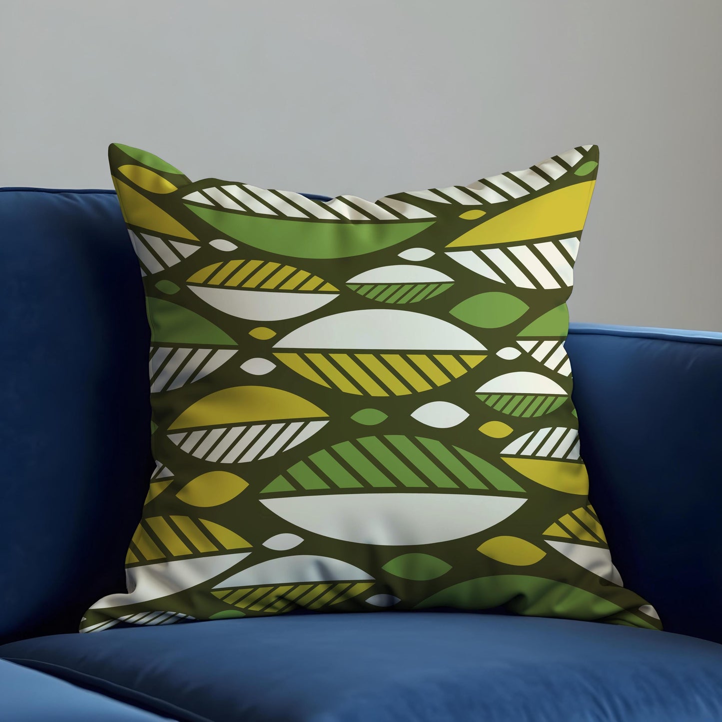 Mid Century Modern Cushion Cover, Olive Green & Yellow Retro Pillow Case