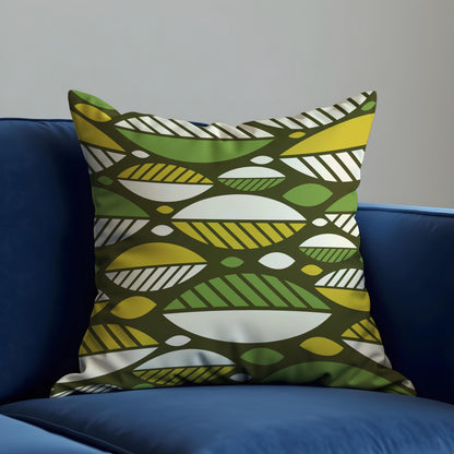 Mid Century Modern Cushion Cover, Olive Green & Yellow Retro Pillow Case
