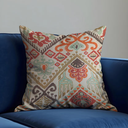Boho Ikat Cushion Cover, Geometric Ethnic Throw Pillow Case
