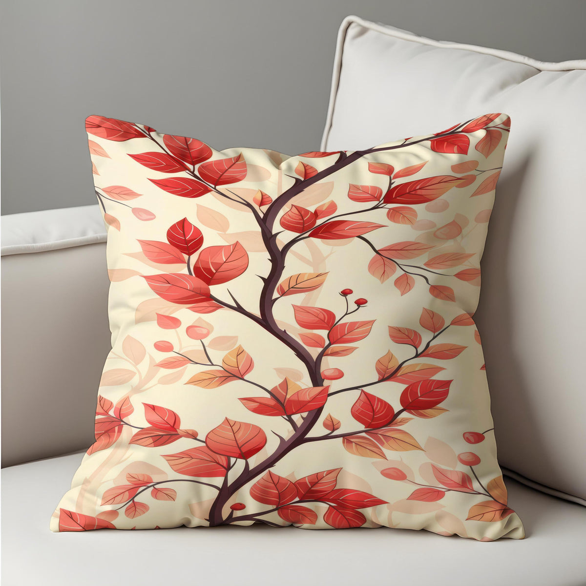 Floral Cushion Cover, Botanical Leaf Modern Throw Pillow Case