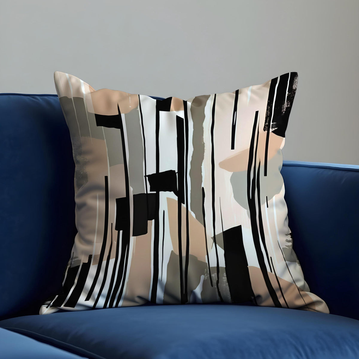 Neutral Stripe Throw Pillow Cover, Black Cushion Case