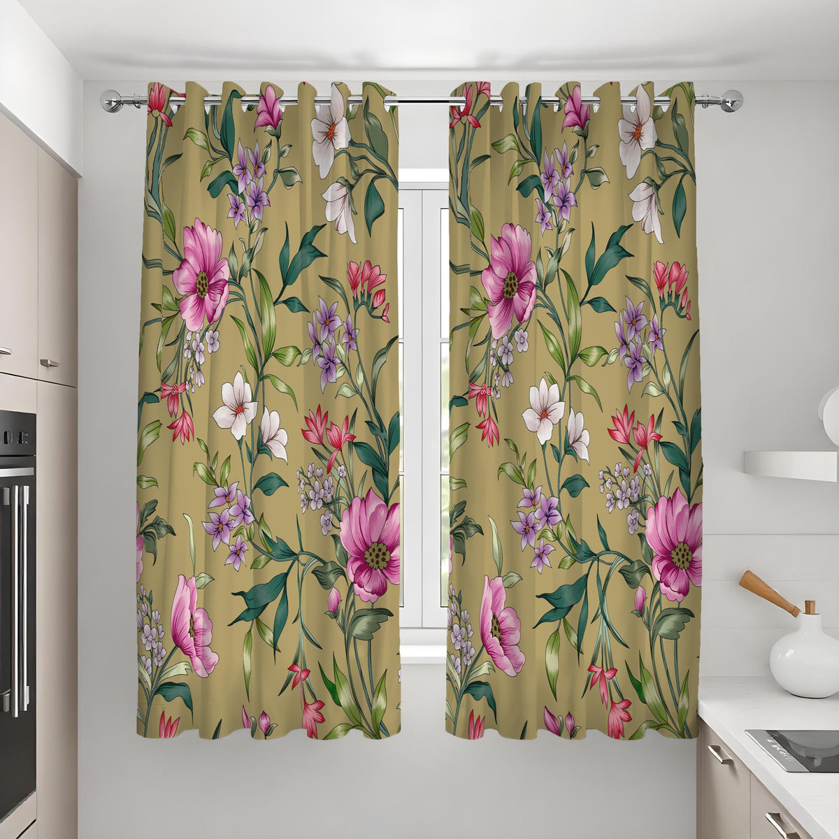 Pink & Purple Floral Curtains, Made to Measure Garden Drapes
