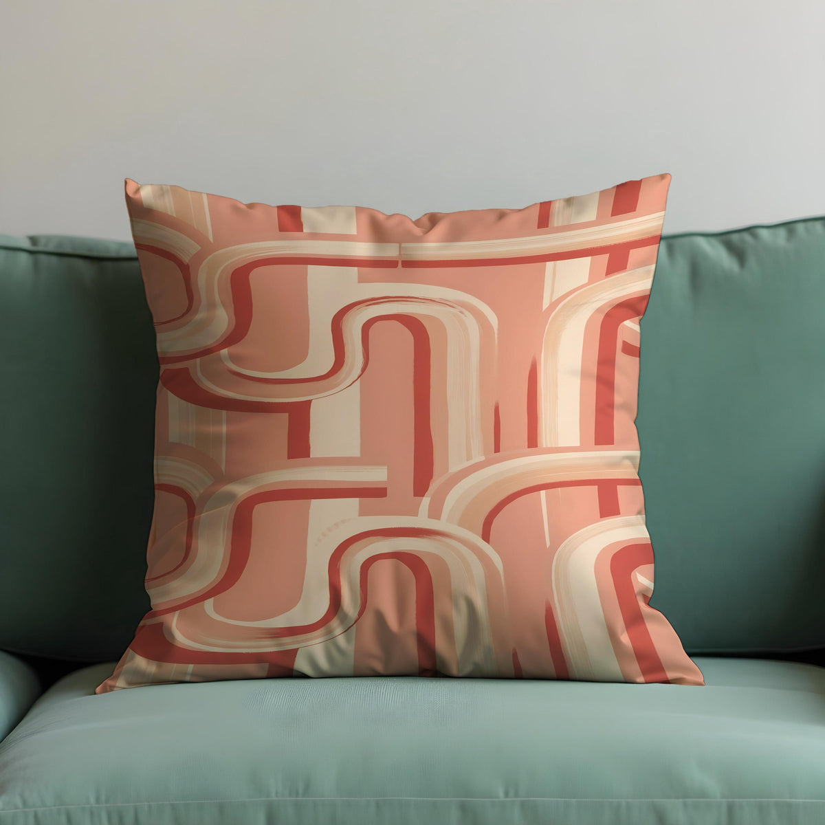 Retro Pink Cushion Cover, 70s Stripe Throw Pillow Case
