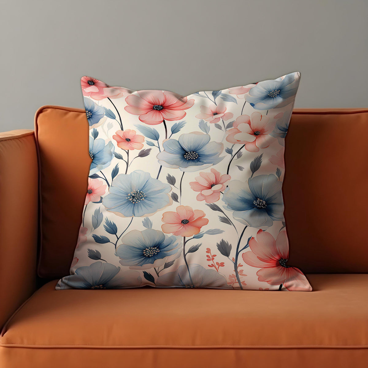 Pastel Floral Cushion Cover, Botanical Flower Throw Pillow Case