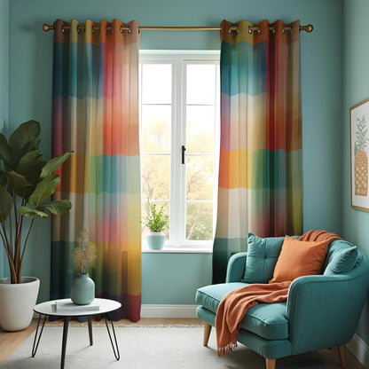 Colorful Rainbow Ombre Curtains, Gradient Window Drapes