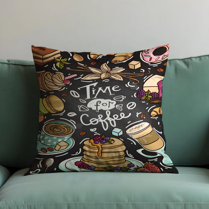 Coffee Throw Pillow Cover, Cafe Style Sweets Cushion Case