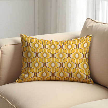 Retro Cushion Cover, 70s Mid Century Modern Hexagon Pillow Case