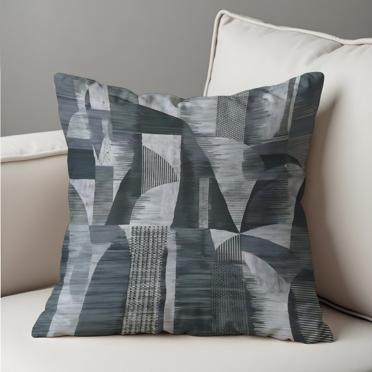 Grey Abstract Cushion Cover, Modern Geometric Throw Pillow Case