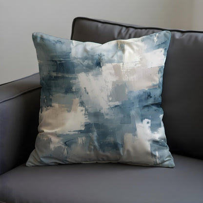 Abstract Blue Cushion Cover, Modern Painterly Throw Pillow Case