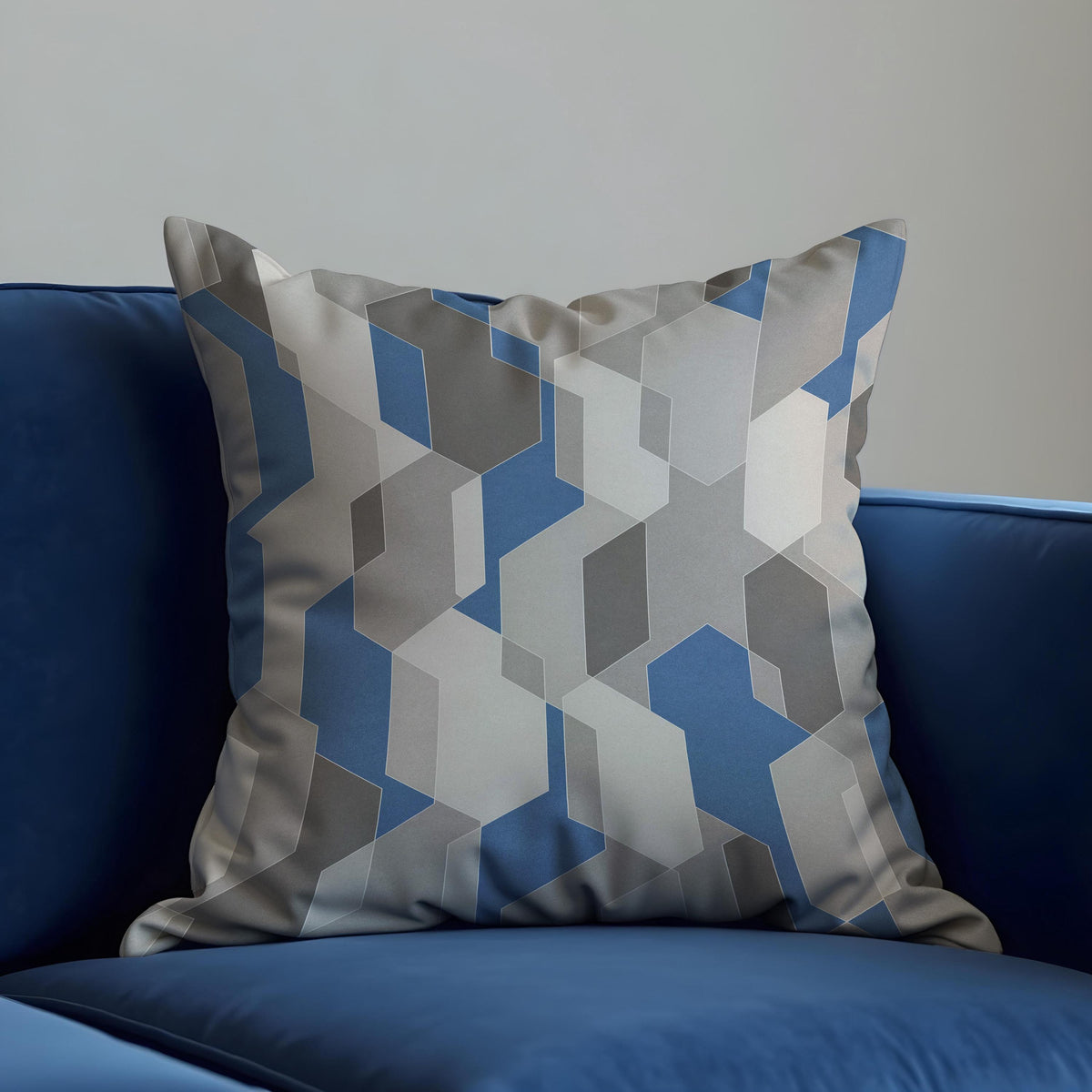 Grey Blue Geometric Cushion Cover, Modern Pillow Case