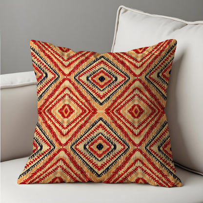 Warm Red Tribal Throw Pillow Cover, Bold Geometric Cushion Case