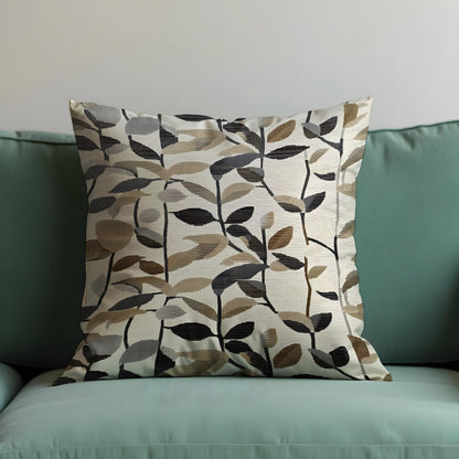Neutral Leaf Cushion Cover, Earth Tone Pillow Case