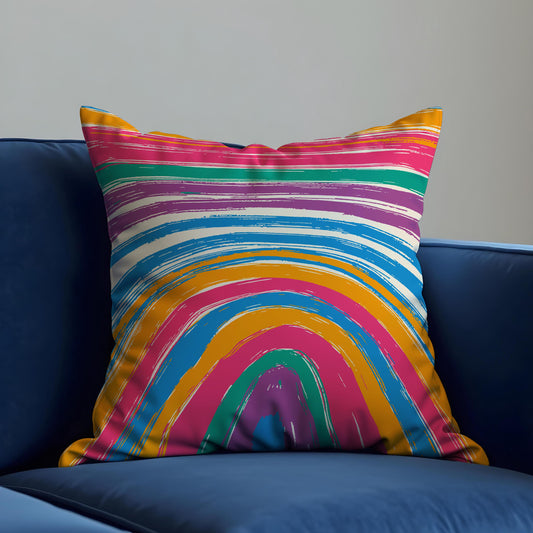 Rainbow Arch Abstract Cushion Cover, Colourful Throw Pillow Case