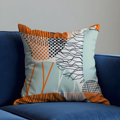 Abstract Modern Cushion Cover, Geometric Lines and Dots Pillow Case