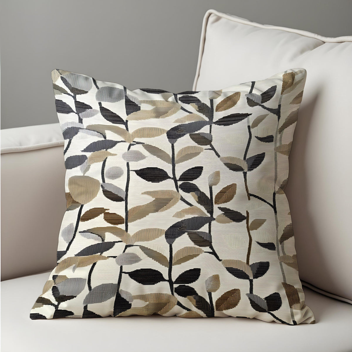 Neutral Leaf Cushion Cover, Earth Tone Pillow Case