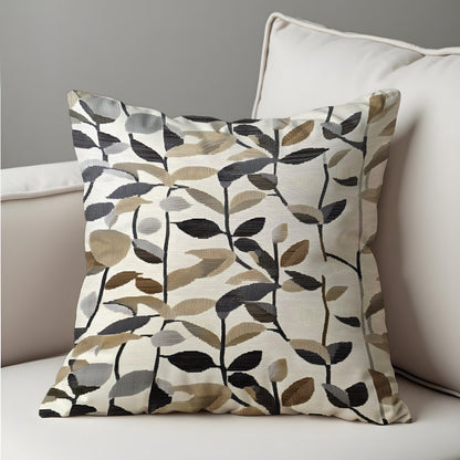 Neutral Leaf Cushion Cover, Earth Tone Pillow Case