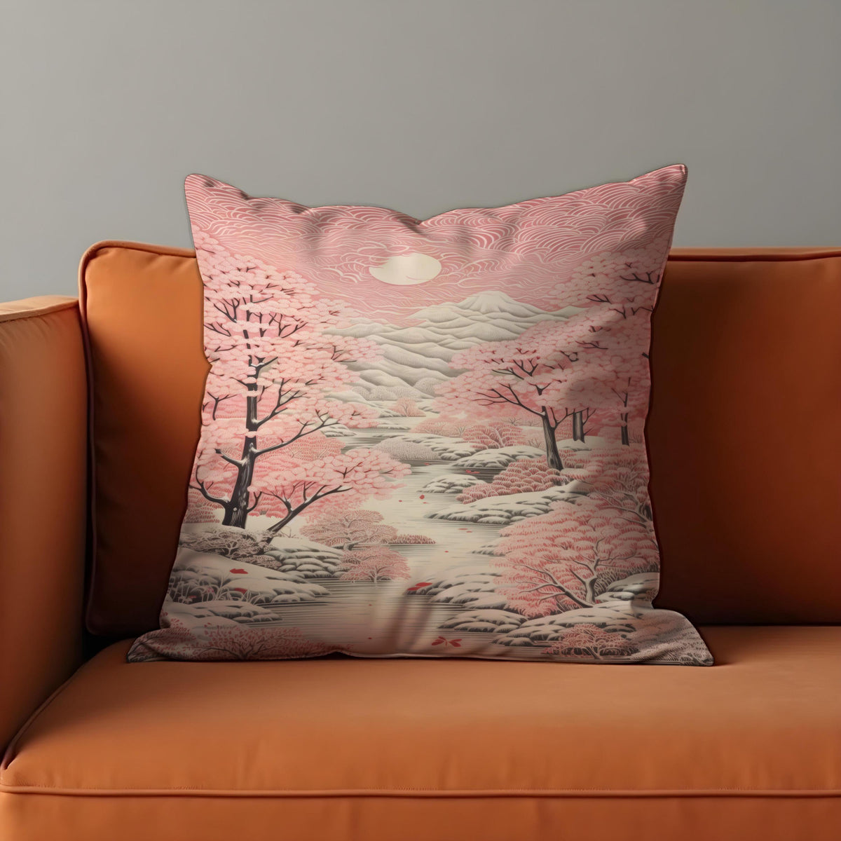 Cherry Blossom Cushion Cover, Japanese Throw Pillow Case