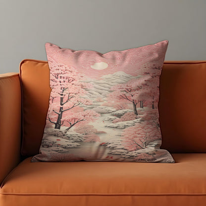 Cherry Blossom Cushion Cover, Japanese Throw Pillow Case