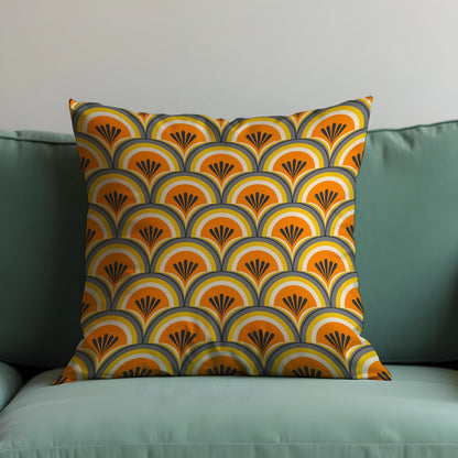 Retro Geometric Cushion Cover, Art Deco Throw Pillow Cover