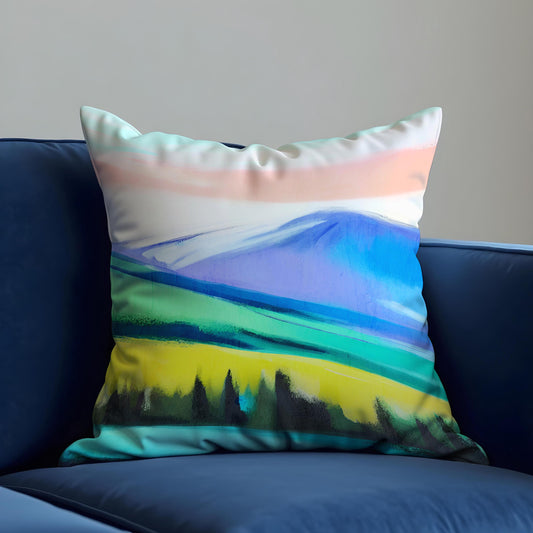 Mountain Landscape Pillow Cover, Watercolor Cushion Case
