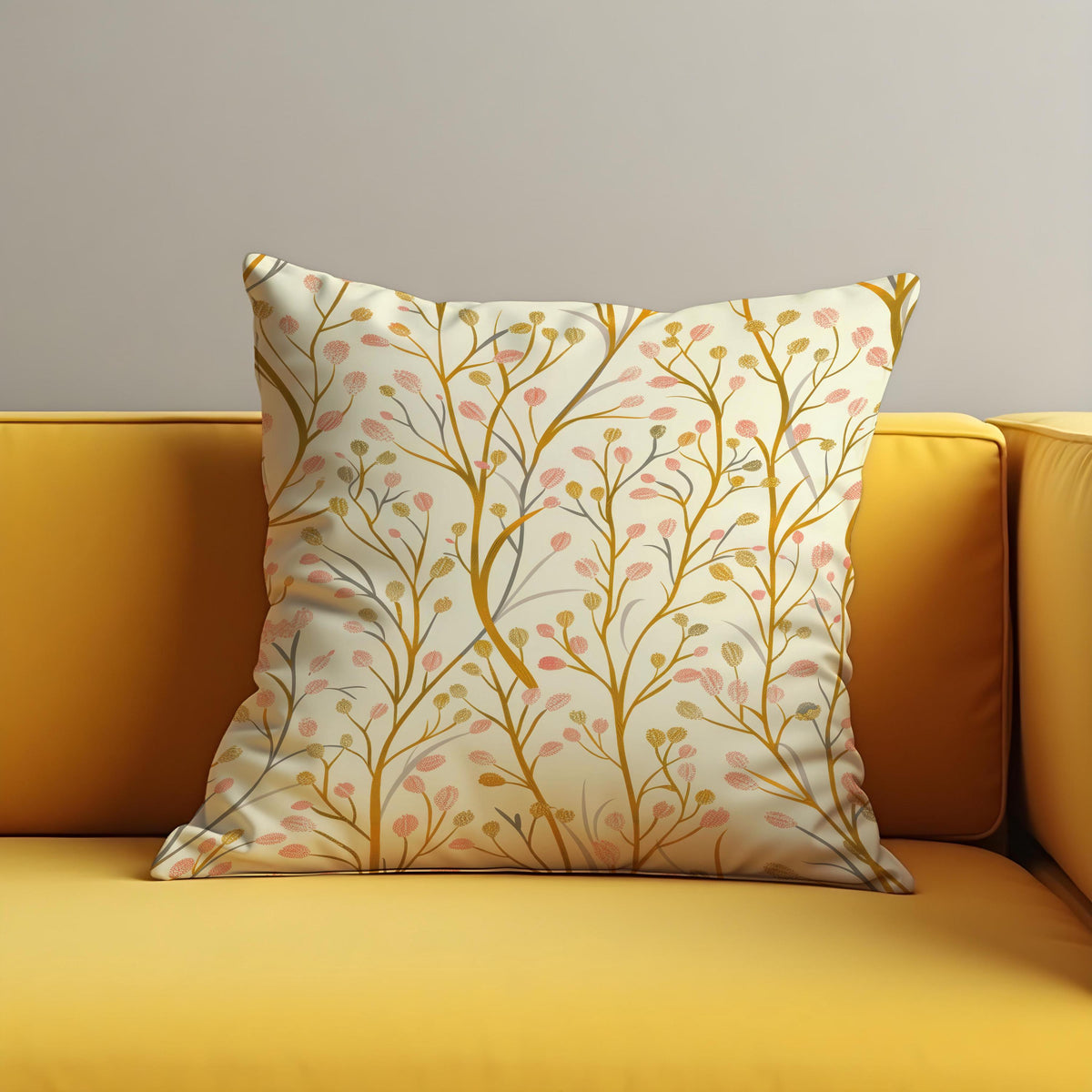 Floral Cushion Cover, Neutral Botanical Modern Throw Pillow Case