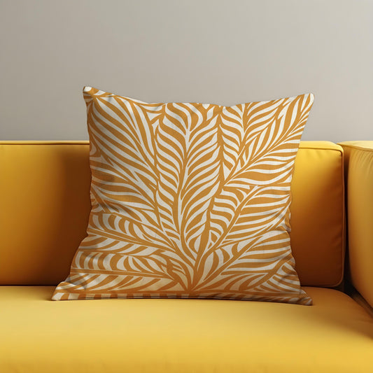 Mustard Yellow Cushion Cover, Botanical Pillow Case
