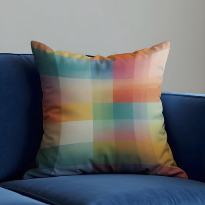 Rainbow Plaid Cushion Cover, Colorful Throw Pillow Case