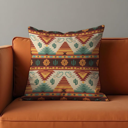 Southwestern Desert Cushion Cover, Cactus & Pyramid Pillow Case