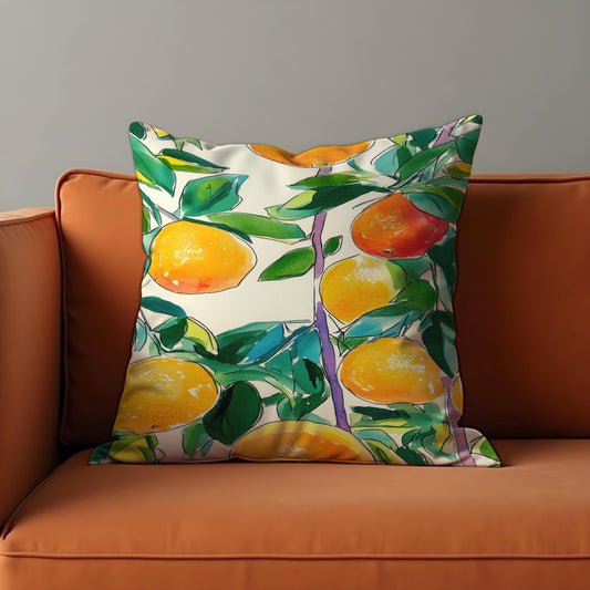 Citrus Fruit Throw Pillow Cover, Lemon Orange Cushion Case