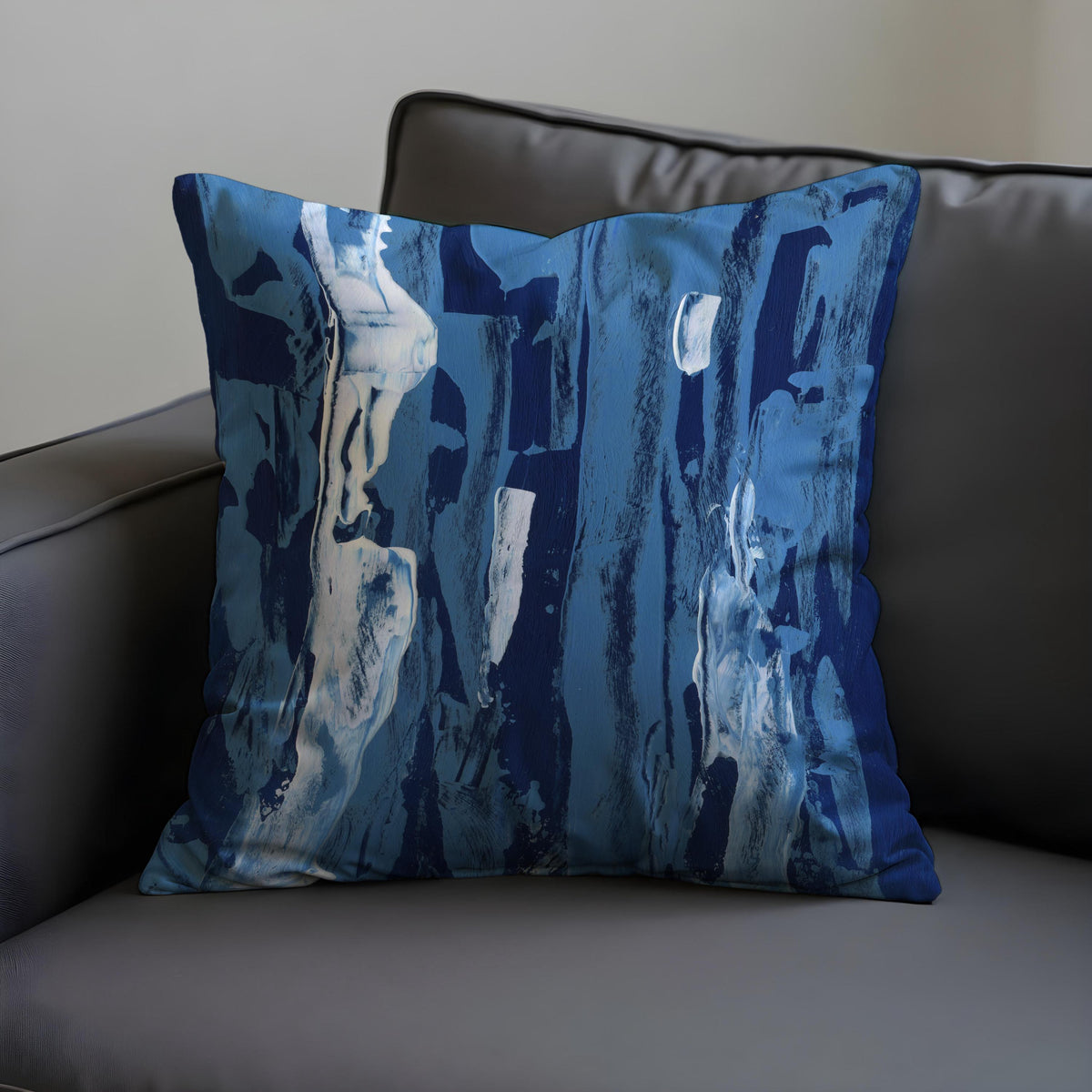 Blue Marble Effect Cushion Cover, Abstract Pillow Case