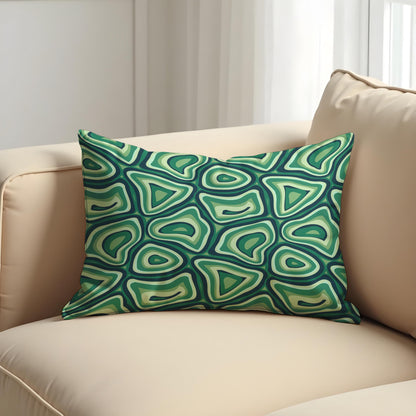 Retro Psychedelic Cushion Cover, Green Trippy Abstract Pillow Case
