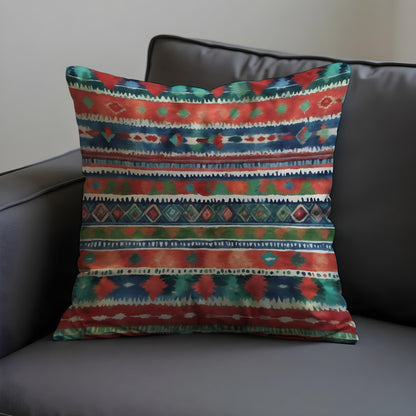 Boho Tribal Aztec Cushion Cover, Colorful Ethnic Print Pillow Case