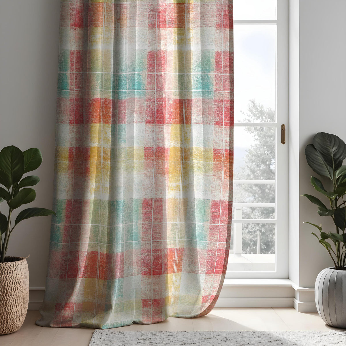 Pastel Plaid Curtains, Checkered Made to Measure Drapes
